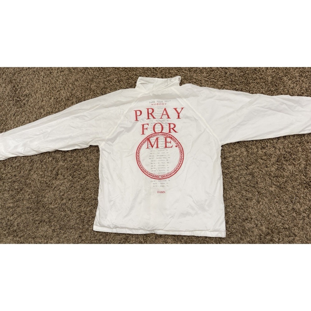 TDE Kendrick Lamar Damn Tour Windbreaker Pray For Me 2017 Graphic White Sz Small